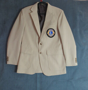 Vintage Edwards Blazer Mens 38R Tan Single Breasted Lion Patch Gold Buttons 90s